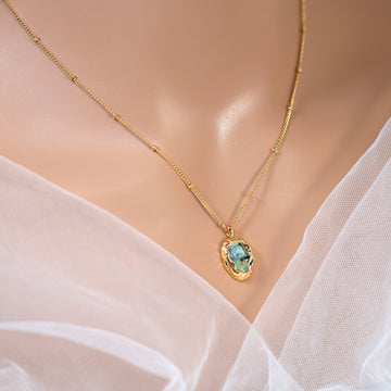 18k Gold Plated Dainty Abalone Shell Necklace • Gold Chain Necklace • Minimalist • Gold Serenity Necklace